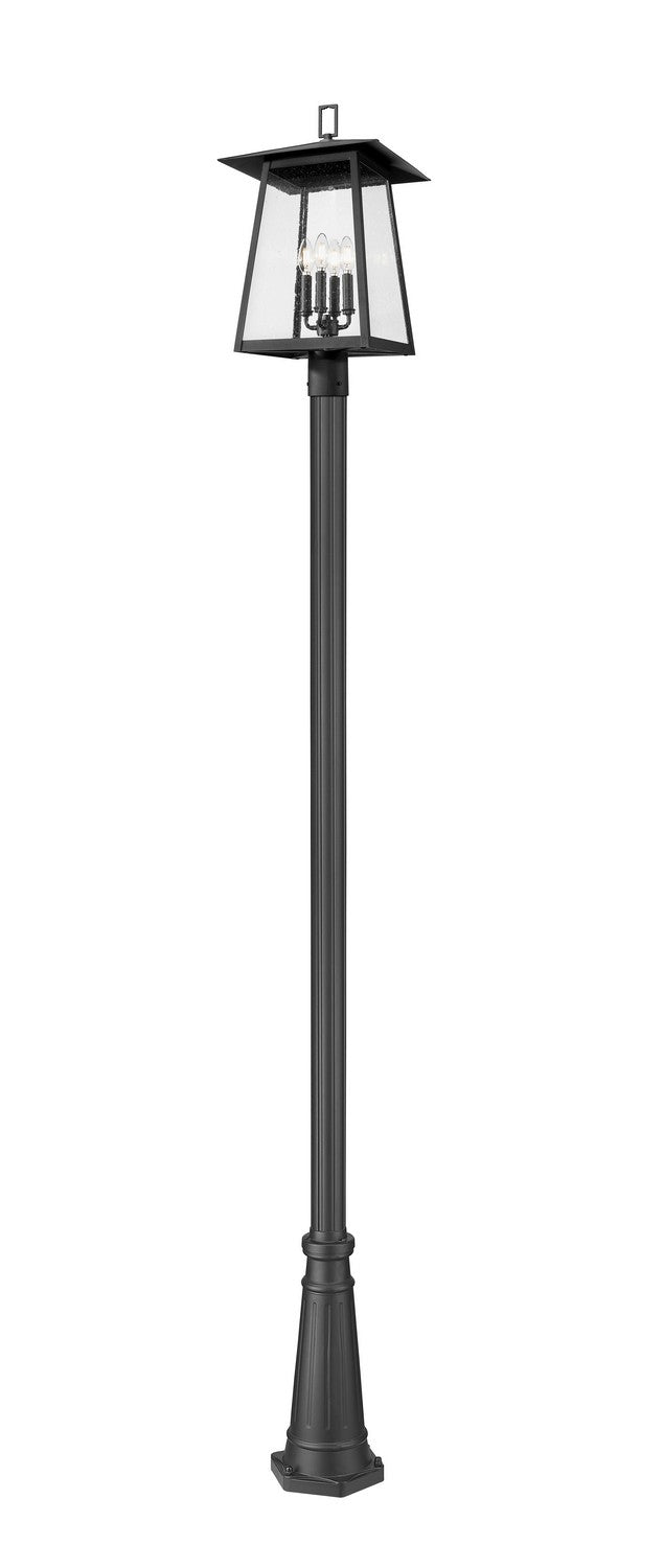 Rainer Four Light Outdoor Post Mounted Fixture in Black - available from The Lighting Shoppe, trusted by Canadian homeowners