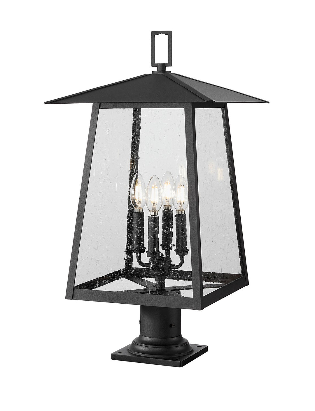 Rainer Four Light Outdoor Pier Mounted Fixture in Black - available from The Lighting Shoppe, trusted by Canadian homeowners
