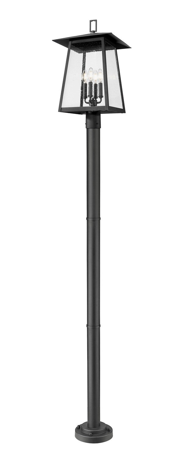 Rainer Four Light Outdoor Post Mounted Fixture in Black - available from The Lighting Shoppe, trusted by Canadian homeowners