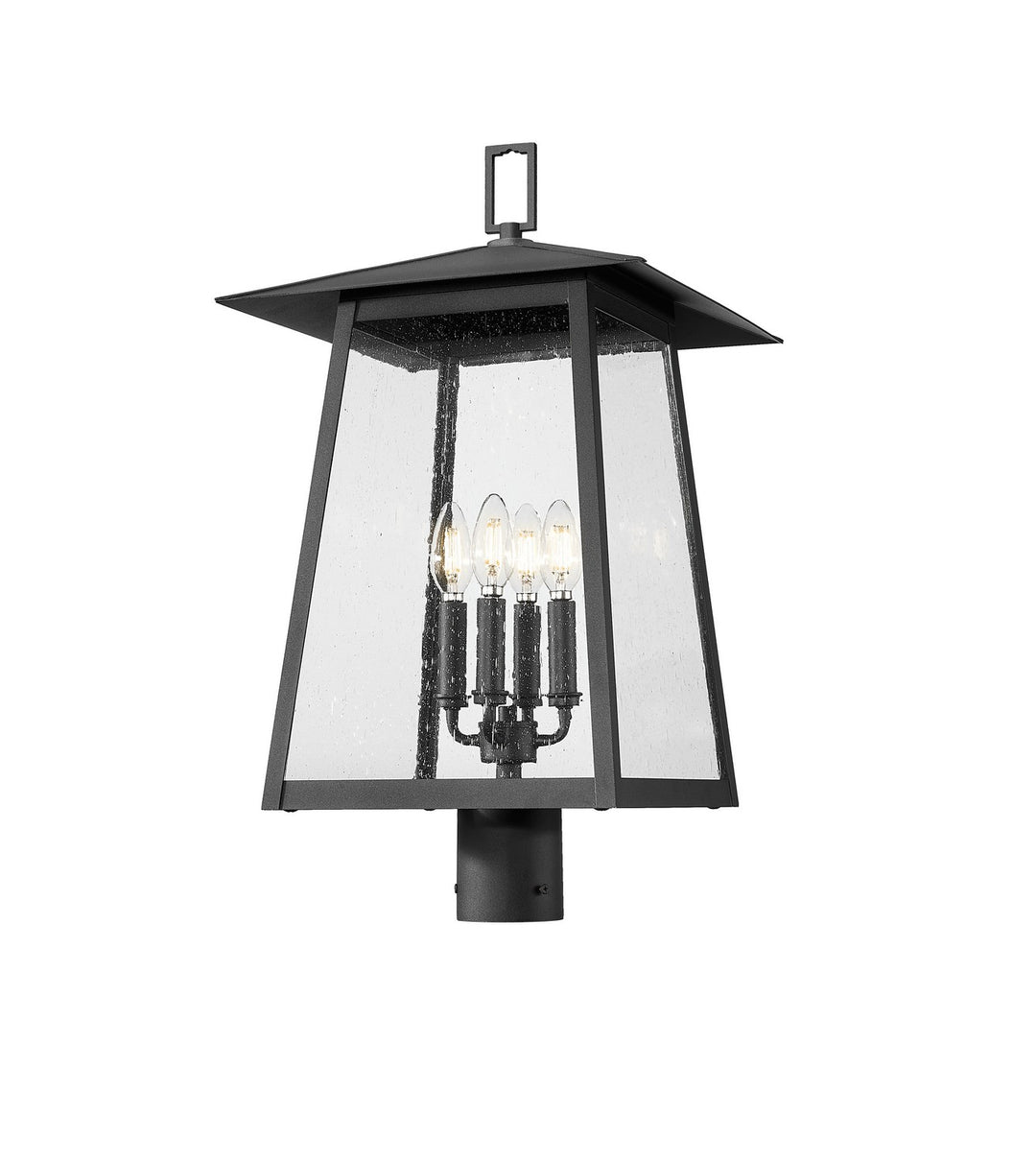 Rainer Four Light Outdoor Post Mount Fixture in Black - available from The Lighting Shoppe, trusted by Canadian homeowners