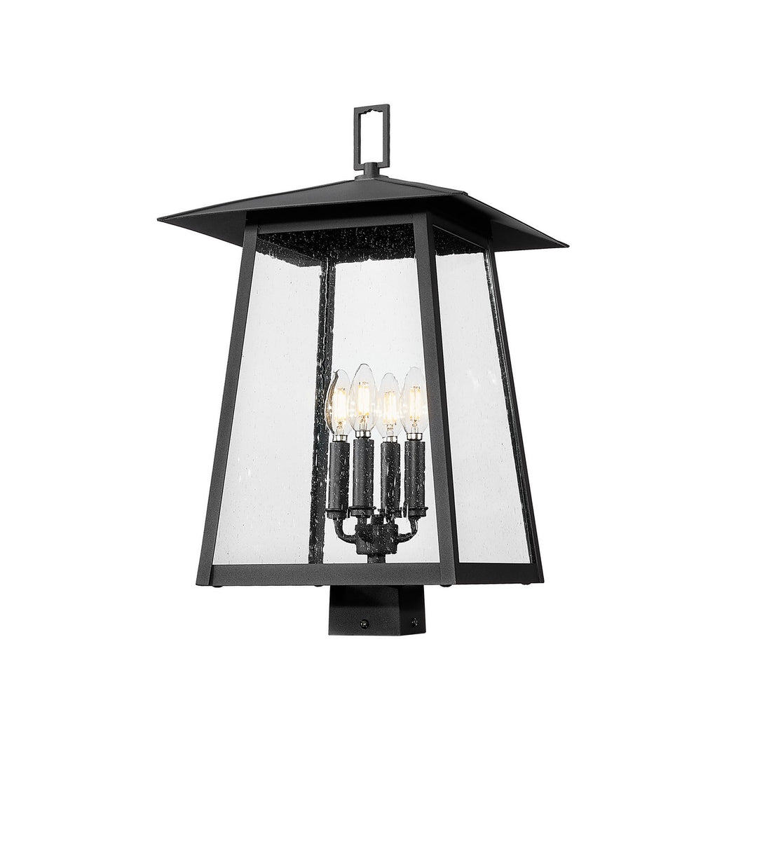 Rainer Four Light Outdoor Post Mount Fixture in Black - available from The Lighting Shoppe, trusted by Canadian homeowners