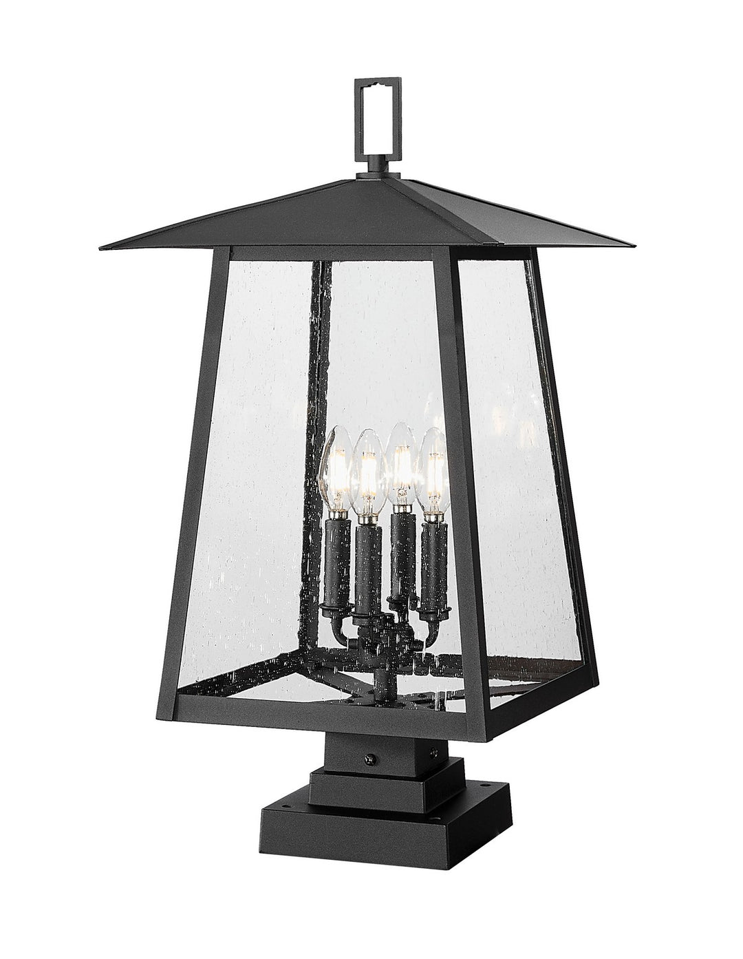 Rainer Four Light Outdoor Pier Mounted Fixture in Black - available from The Lighting Shoppe, trusted by Canadian homeowners