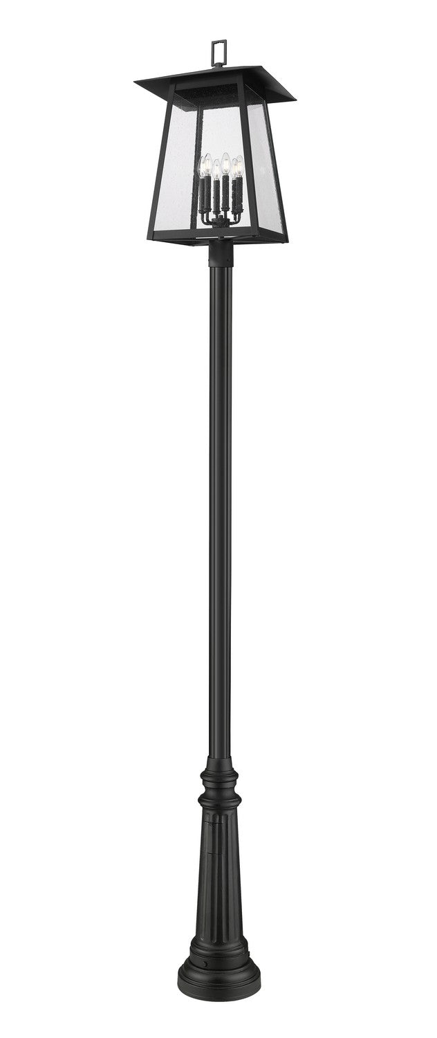 Rainer Six Light Outdoor Post Mounted Fixture in Black - available from The Lighting Shoppe, trusted by Canadian homeowners