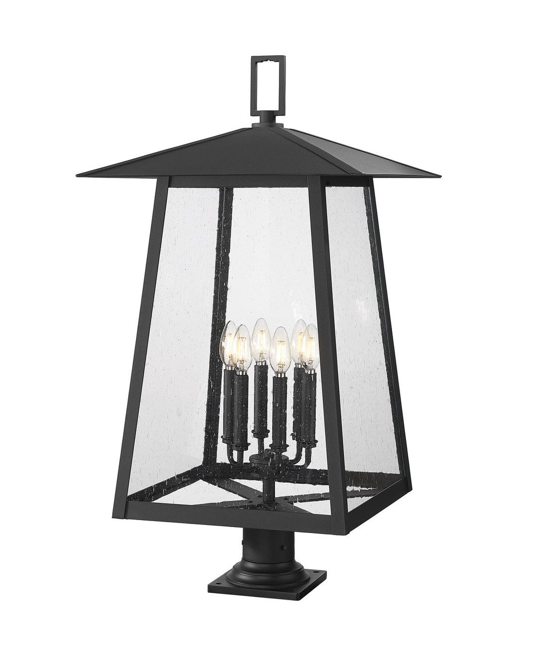 Rainer Six Light Outdoor Pier Mounted Fixture in Black - available from The Lighting Shoppe, trusted by Canadian homeowners