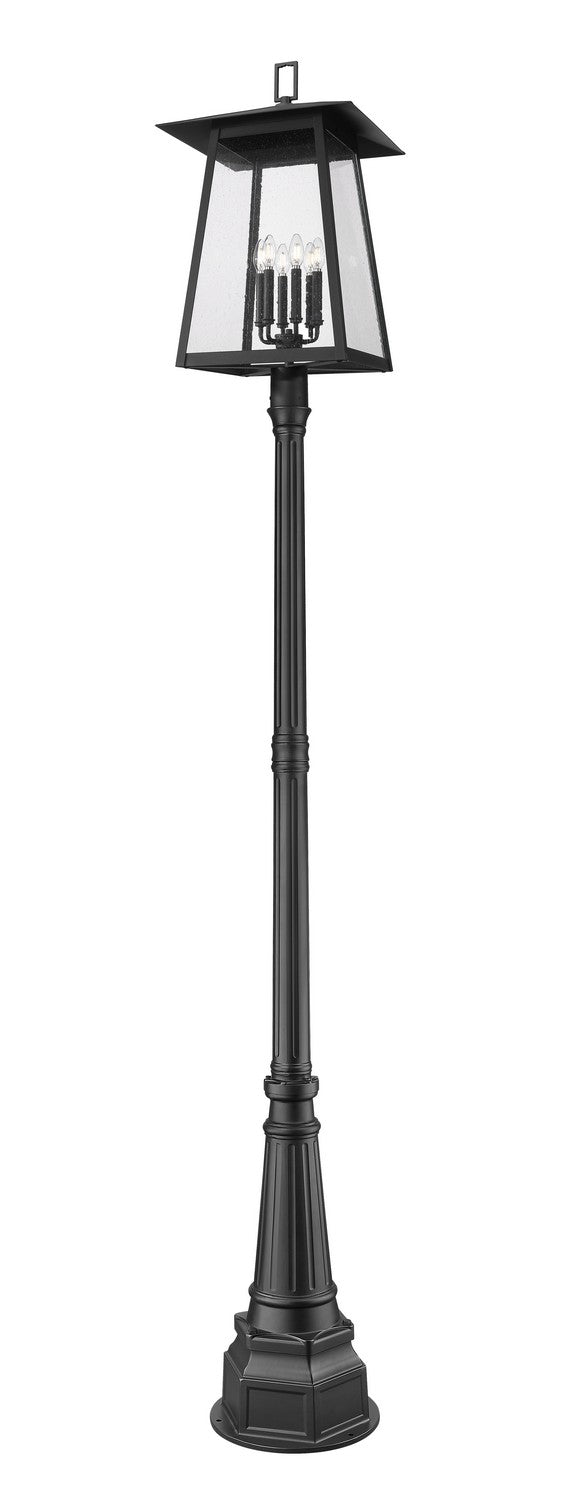 Rainer Six Light Outdoor Post Mounted Fixture in Black - available from The Lighting Shoppe, trusted by Canadian homeowners