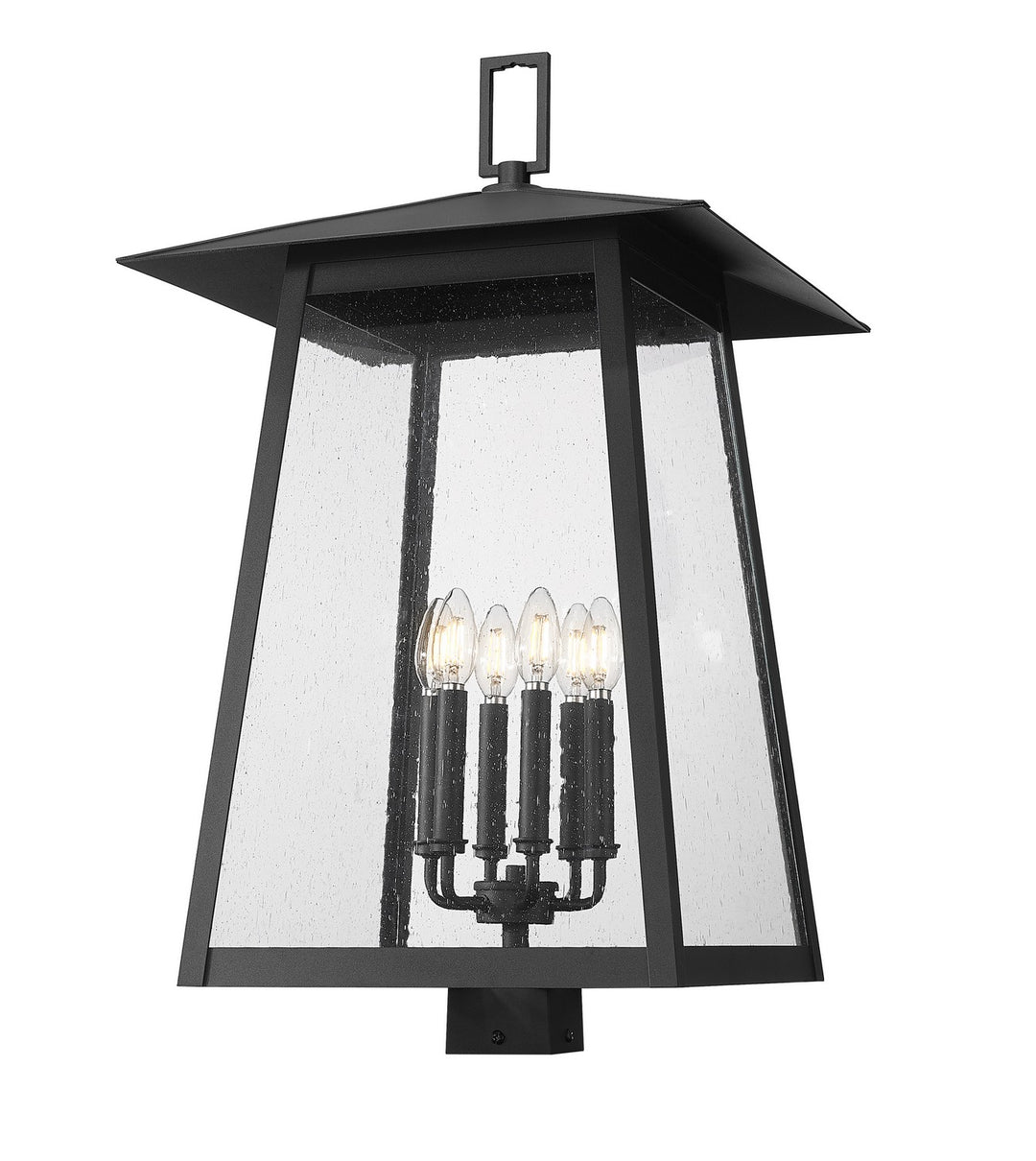 Rainer Six Light Outdoor Post Mount Fixture in Black - available from The Lighting Shoppe, trusted by Canadian homeowners