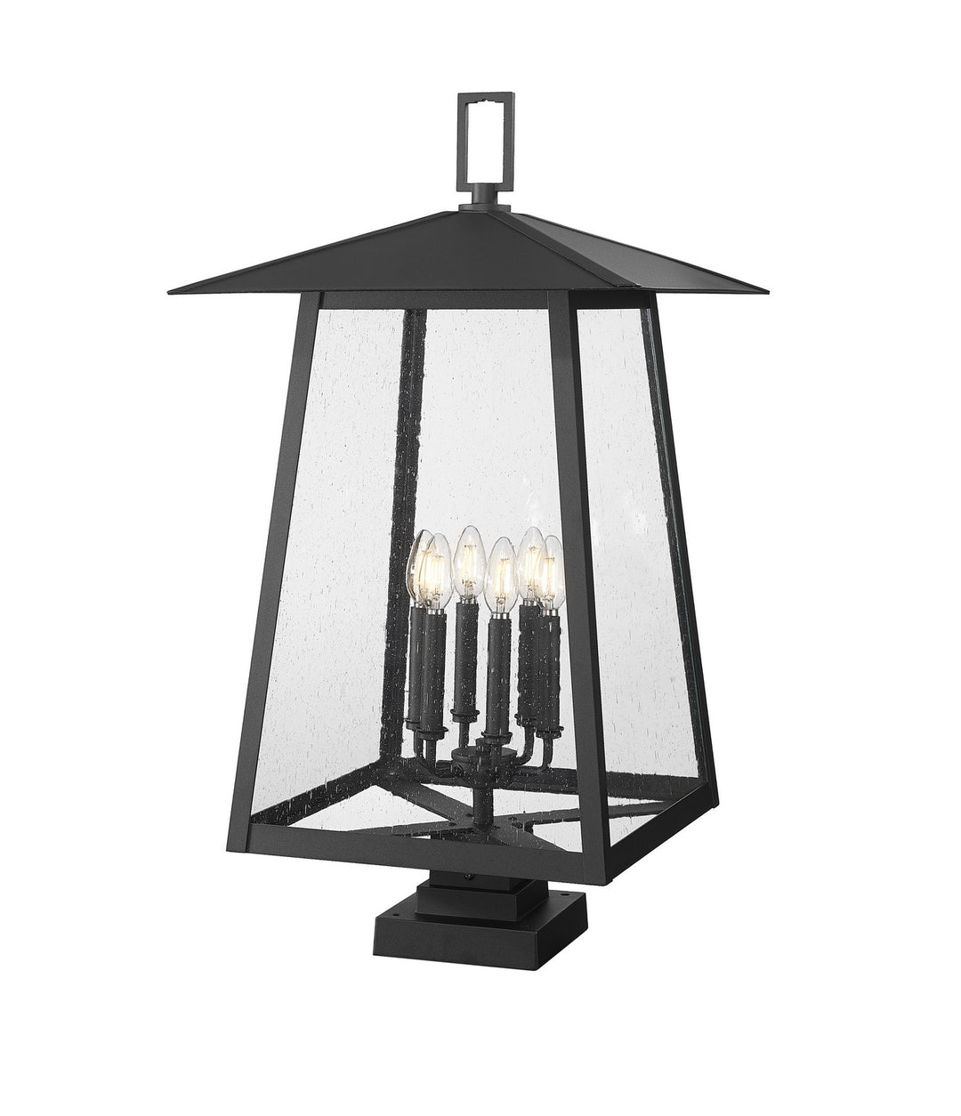 Rainer Six Light Outdoor Pier Mounted Fixture in Black - available from The Lighting Shoppe, trusted by Canadian homeowners