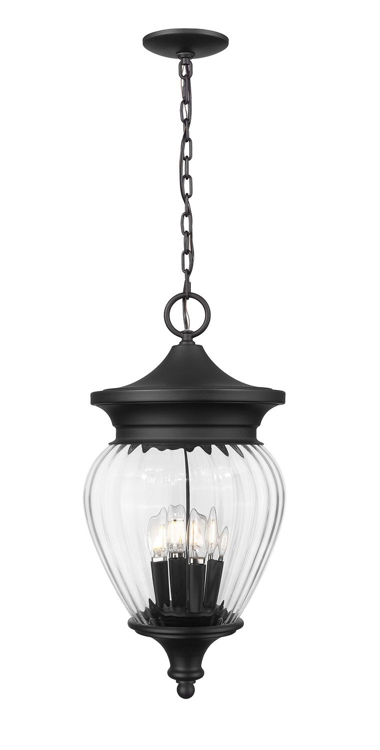 Davina Four Light Outdoor Chain Mount Ceiling Fixture in Black - available from The Lighting Shoppe, trusted by Canadian homeowners