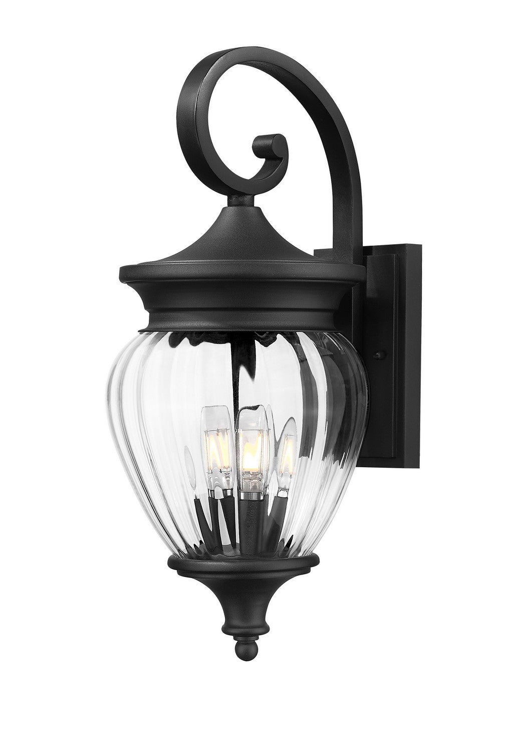 Davina Three Light Outdoor Wall Light in Black - available from The Lighting Shoppe, trusted by Canadian homeowners