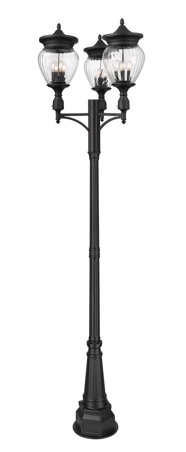 Davina Four Light Outdoor Post Mounted Fixture in Black - available from The Lighting Shoppe, trusted by Canadian homeowners