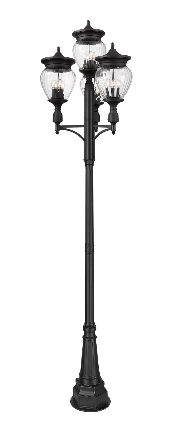 Davina Four Light Outdoor Post Mounted Fixture in Black - available from The Lighting Shoppe, trusted by Canadian homeowners