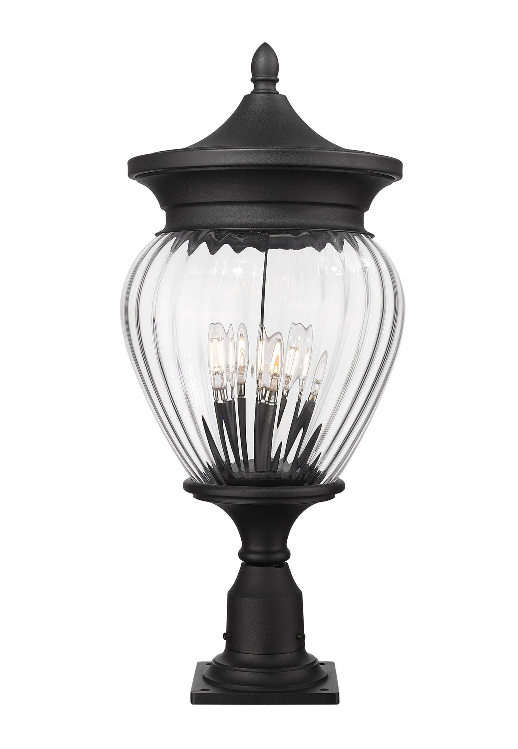 Davina Four Light Outdoor Pier Mounted Fixture in Black - available from The Lighting Shoppe, trusted by Canadian homeowners