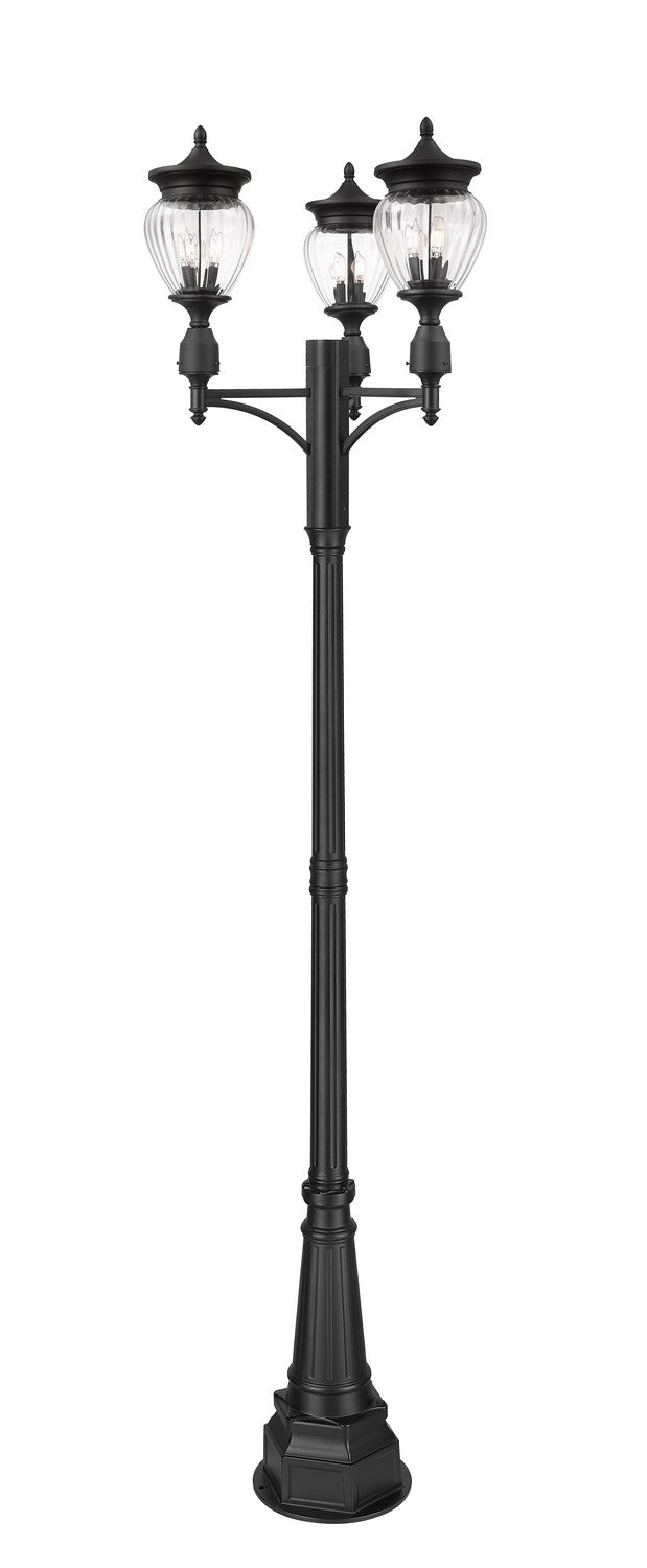 Davina Three Light Outdoor Post Mounted Fixture in Black - available from The Lighting Shoppe, trusted by Canadian homeowners