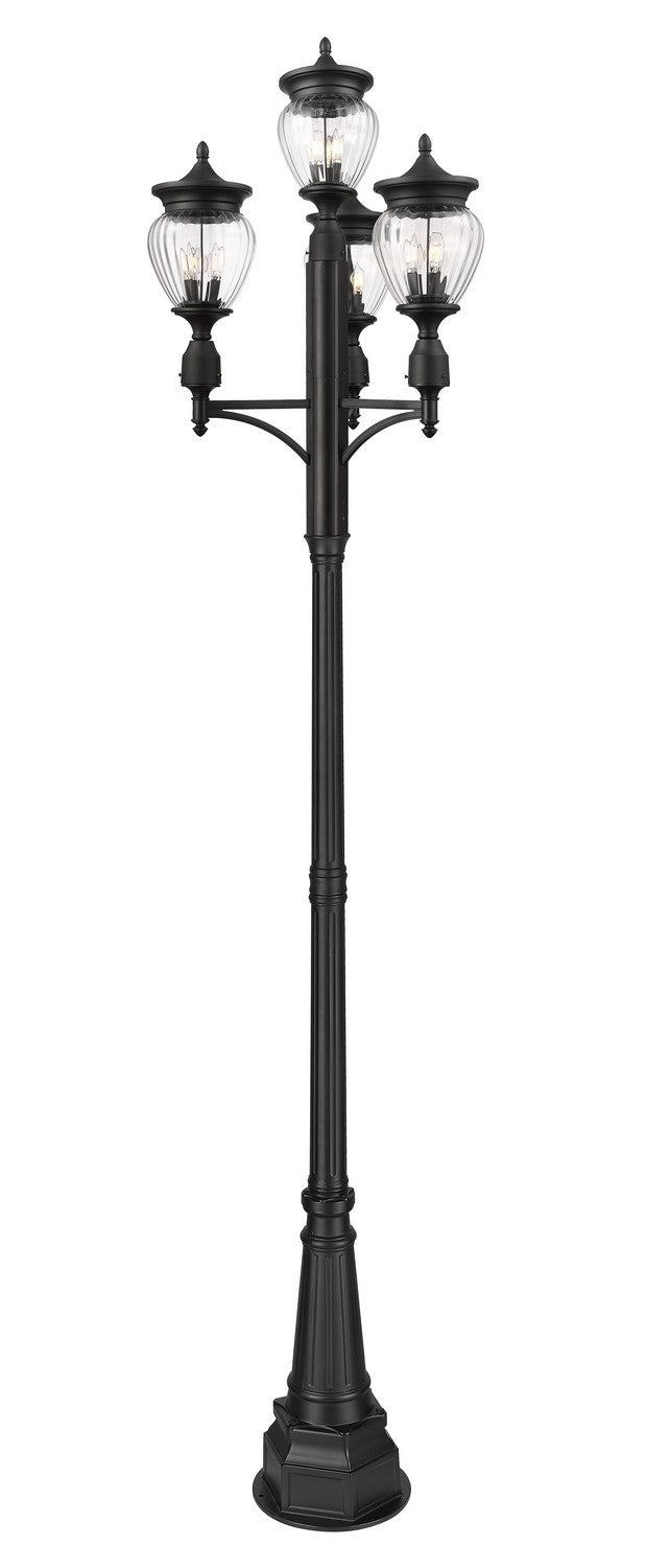Davina Three Light Outdoor Post Mounted Fixture in Black - available from The Lighting Shoppe, trusted by Canadian homeowners