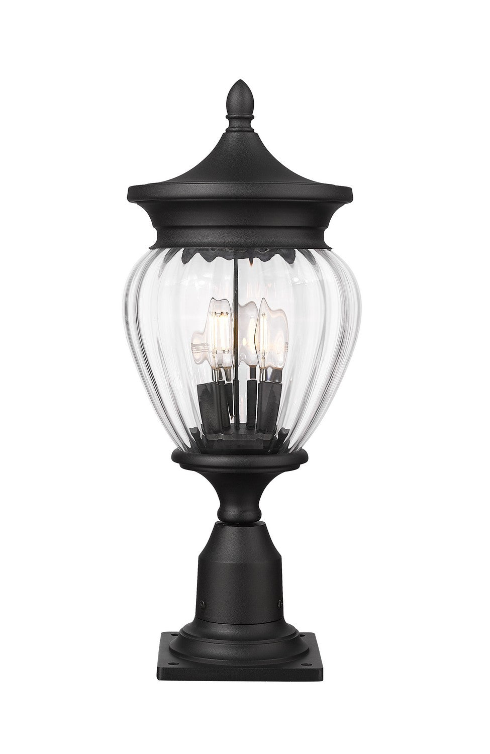 Davina Three Light Outdoor Pier Mounted Fixture in Black - available from The Lighting Shoppe, trusted by Canadian homeowners