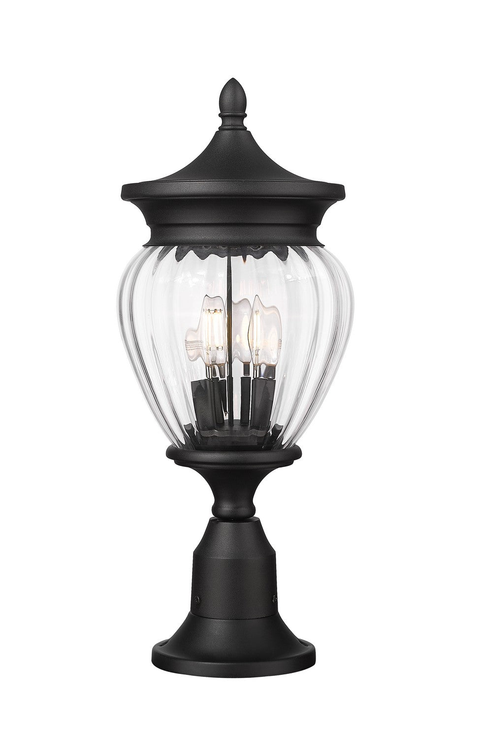 Davina Three Light Outdoor Pier Mounted Fixture in Black - available from The Lighting Shoppe, trusted by Canadian homeowners