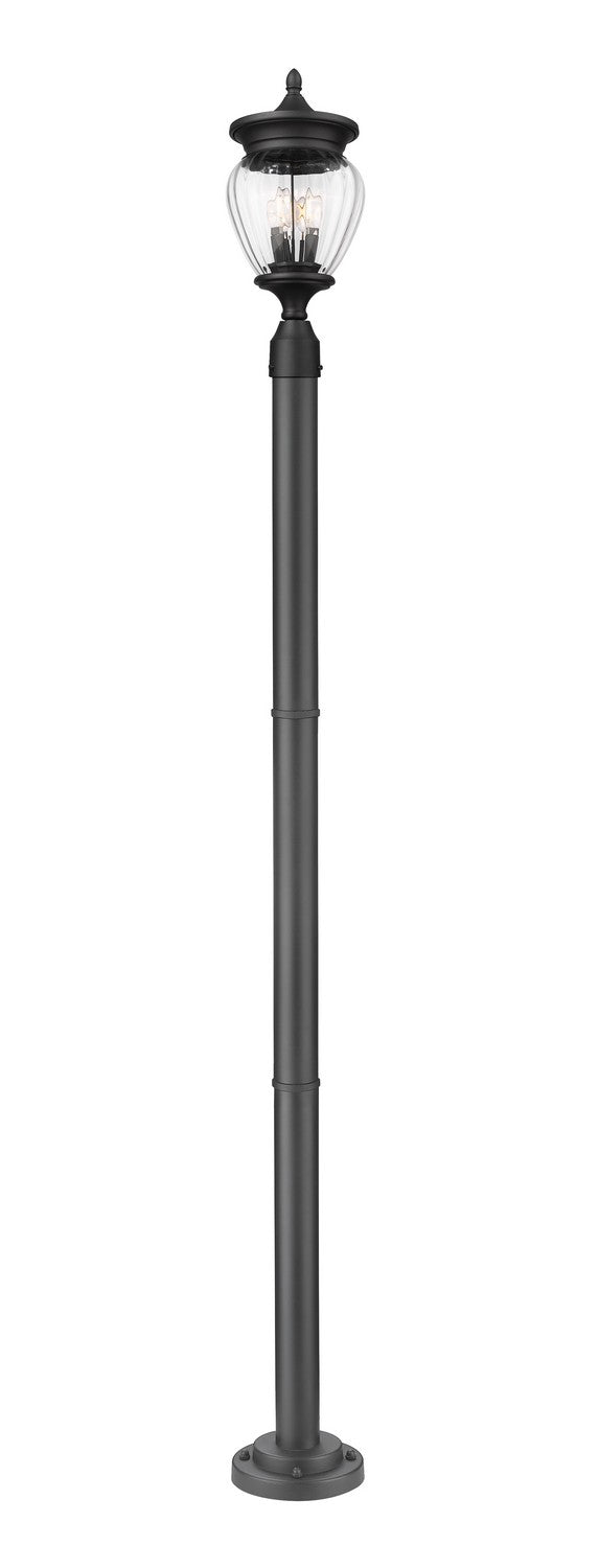 Davina Three Light Outdoor Post Mounted Fixture in Black - available from The Lighting Shoppe, trusted by Canadian homeowners