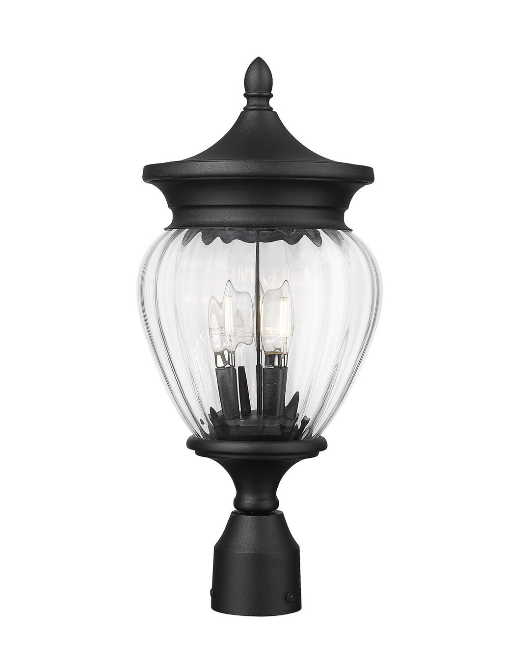 Davina Three Light Outdoor Post Mount Fixture in Black - available from The Lighting Shoppe, trusted by Canadian homeowners