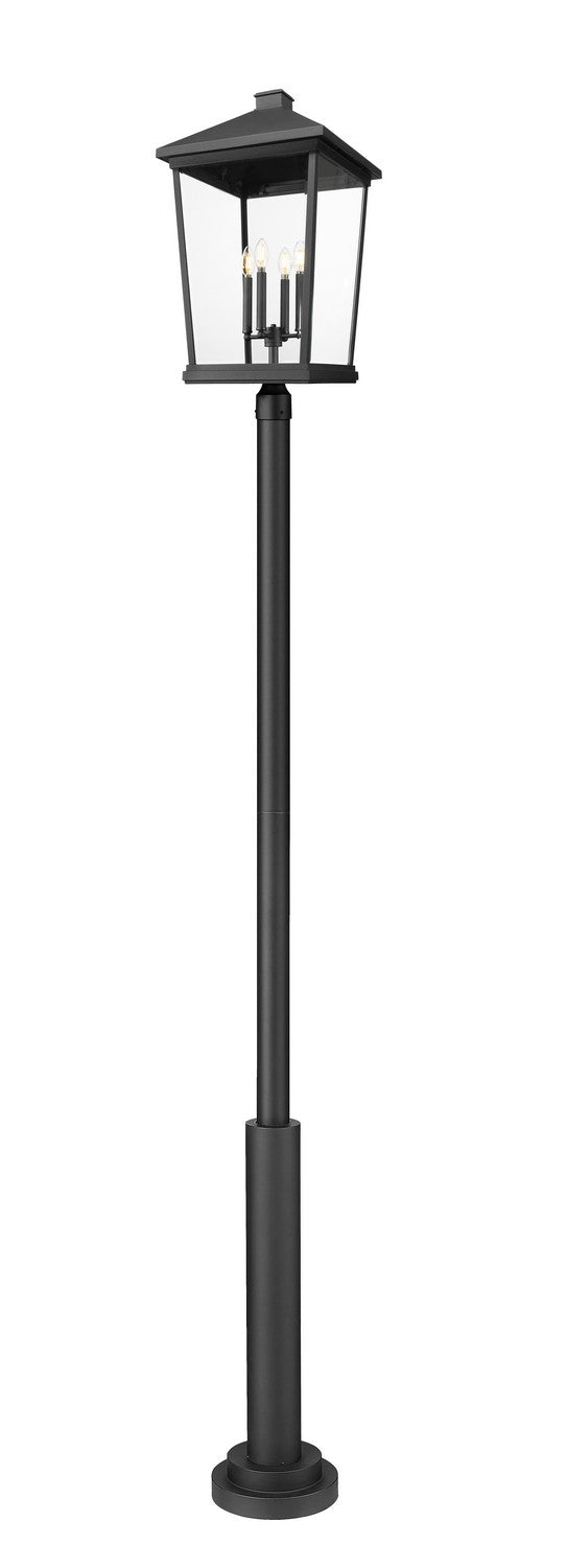 Beacon Four Light Outdoor Post Mount Fixture in Black - available from The Lighting Shoppe, trusted by Canadian homeowners