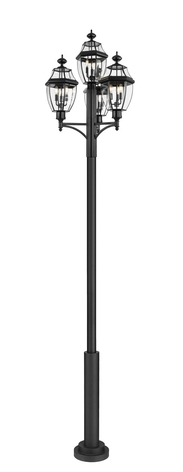 Westover Three Light Outdoor Post Mount Fixture in Black - available from The Lighting Shoppe, trusted by Canadian homeowners