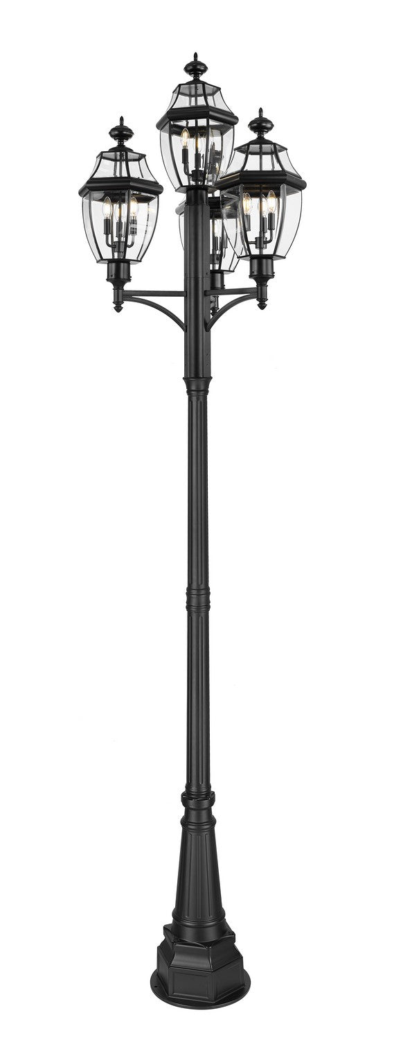 Westover Three Light Outdoor Post Mount Fixture in Black - available from The Lighting Shoppe, trusted by Canadian homeowners