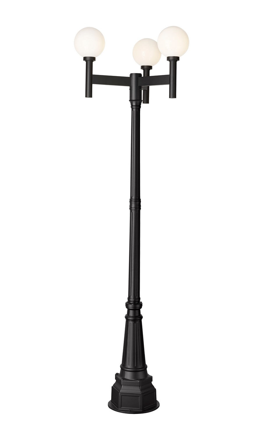 Laurent Three Light Outdoor Post Mount Fixture in Black - available from The Lighting Shoppe, trusted by Canadian homeowners