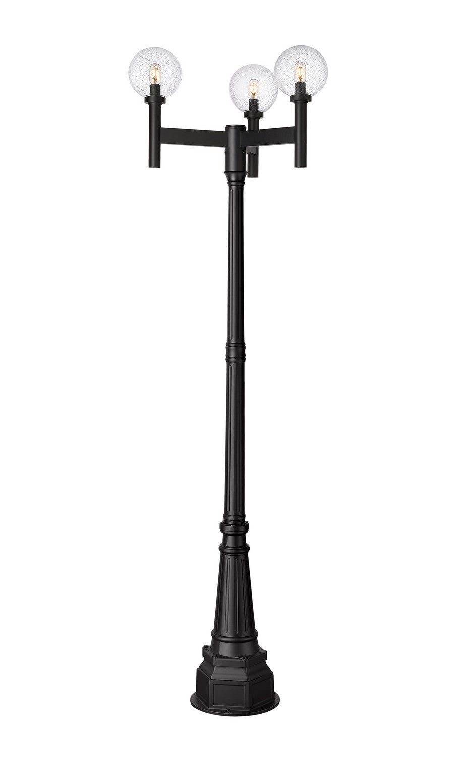 Laurent Three Light Outdoor Post Mount Fixture in Black - available from The Lighting Shoppe, trusted by Canadian homeowners