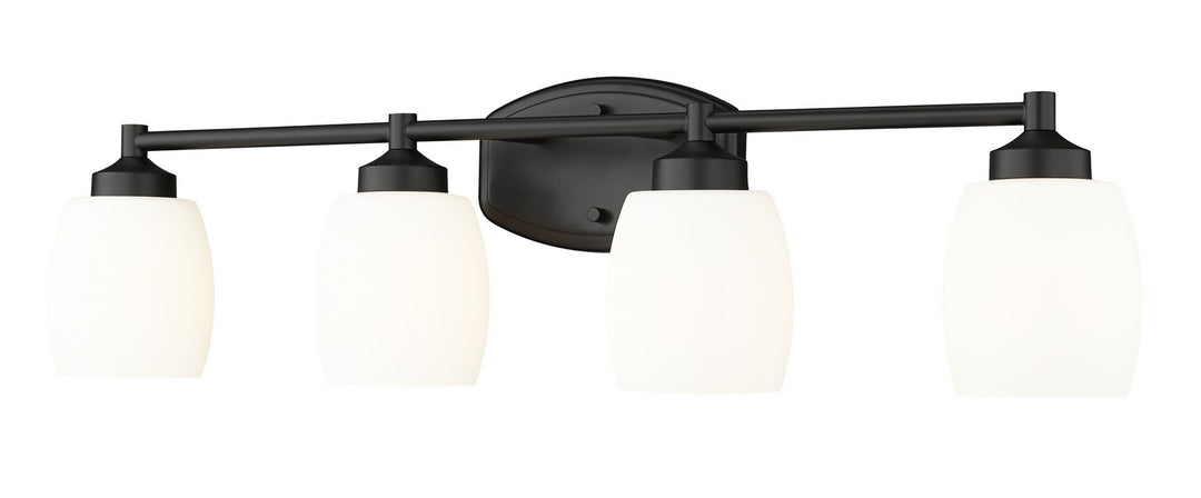 Kendrick Four Light Vanity in Matte Black - available from The Lighting Shoppe, trusted by Canadian homeowners