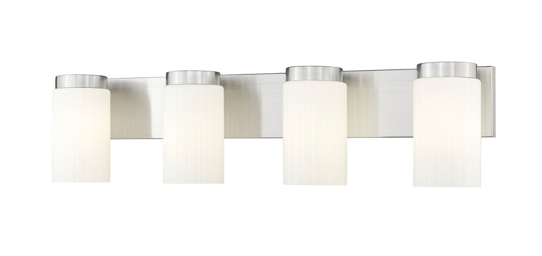 Burk Four Light Vanity in Brushed Nickel - available from The Lighting Shoppe, trusted by Canadian homeowners