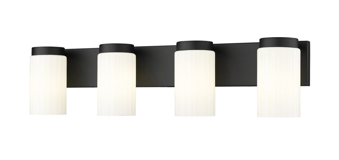 Burk Four Light Vanity in Matte Black - available from The Lighting Shoppe, trusted by Canadian homeowners