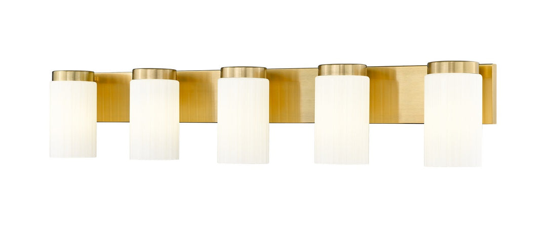Burk Five Light Vanity in Luxe Gold - available from The Lighting Shoppe, trusted by Canadian homeowners
