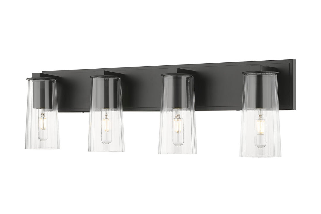 Titus Four Light Vanity in Matte Black - available from The Lighting Shoppe, trusted by Canadian homeowners
