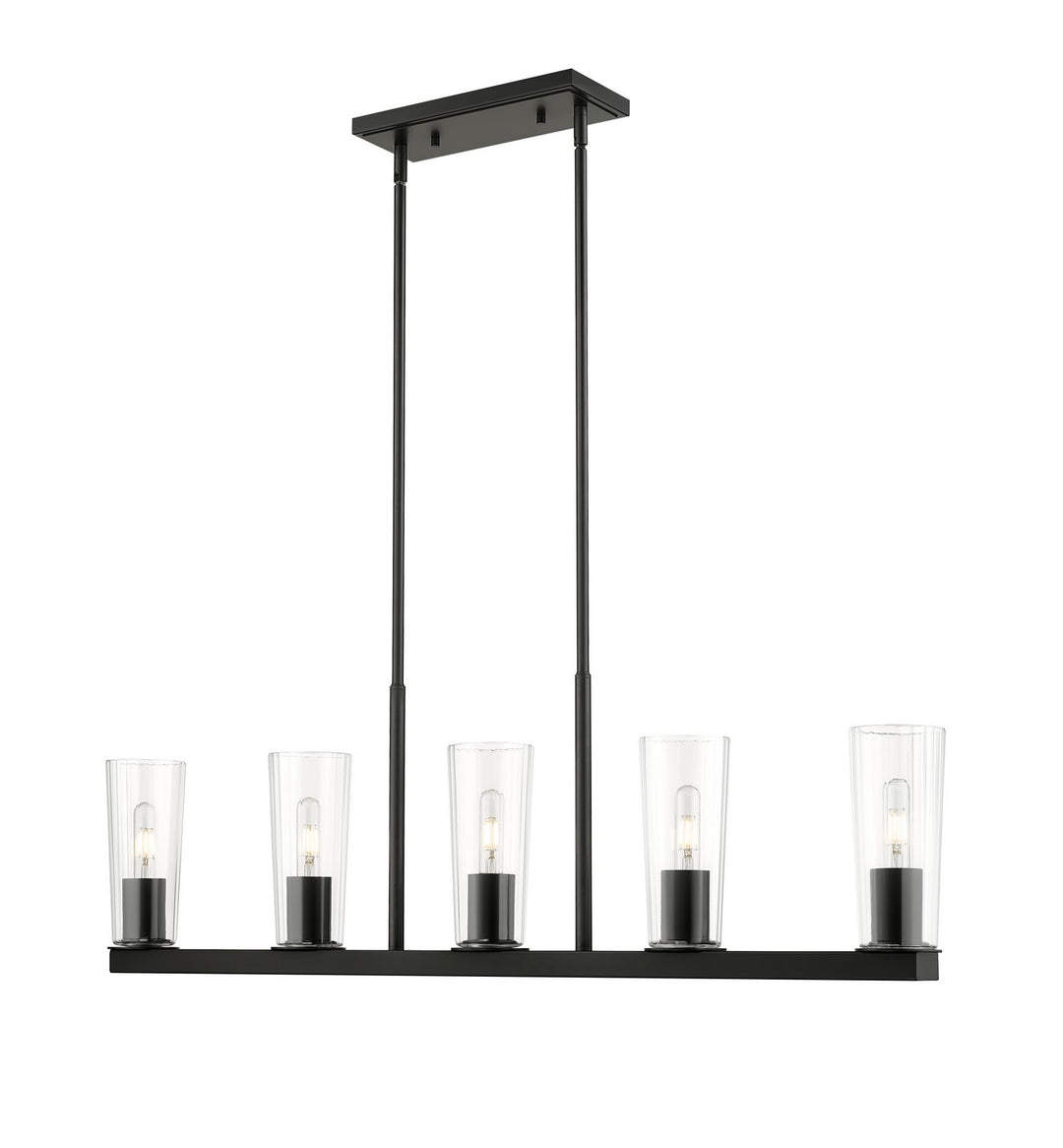 Titus Five Light Linear Chandelier in Matte Black - available from The Lighting Shoppe, trusted by Canadian homeowners