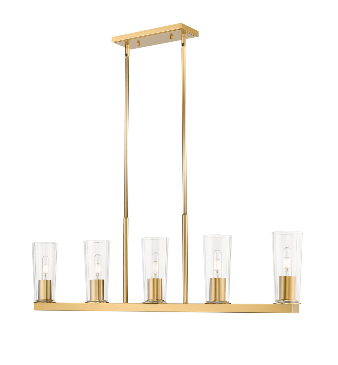 Titus Five Light Linear Chandelier in Modern Gold - available from The Lighting Shoppe, trusted by Canadian homeowners