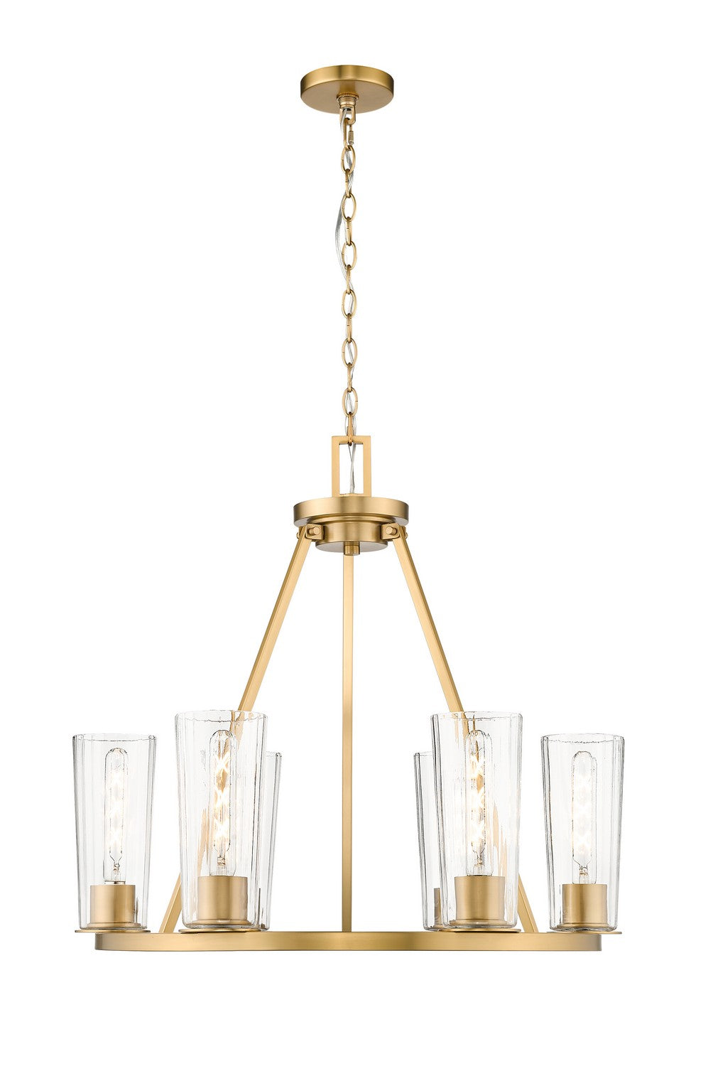 Titus Six Light Chandelier in Modern Gold - available from The Lighting Shoppe, trusted by Canadian homeowners