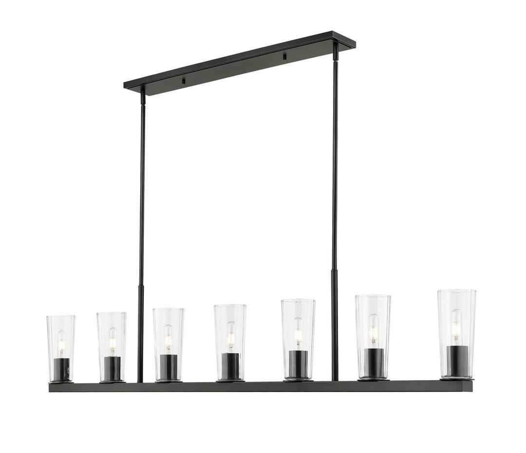 Titus Seven Light Linear Chandelier in Matte Black - available from The Lighting Shoppe, trusted by Canadian homeowners