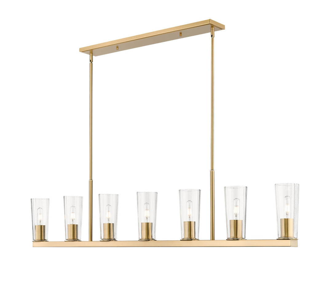 Titus Seven Light Linear Chandelier in Modern Gold - available from The Lighting Shoppe, trusted by Canadian homeowners