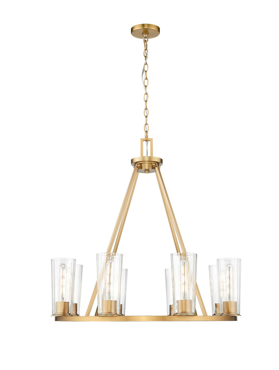 Titus Eight Light Chandelier in Modern Gold - available from The Lighting Shoppe, trusted by Canadian homeowners