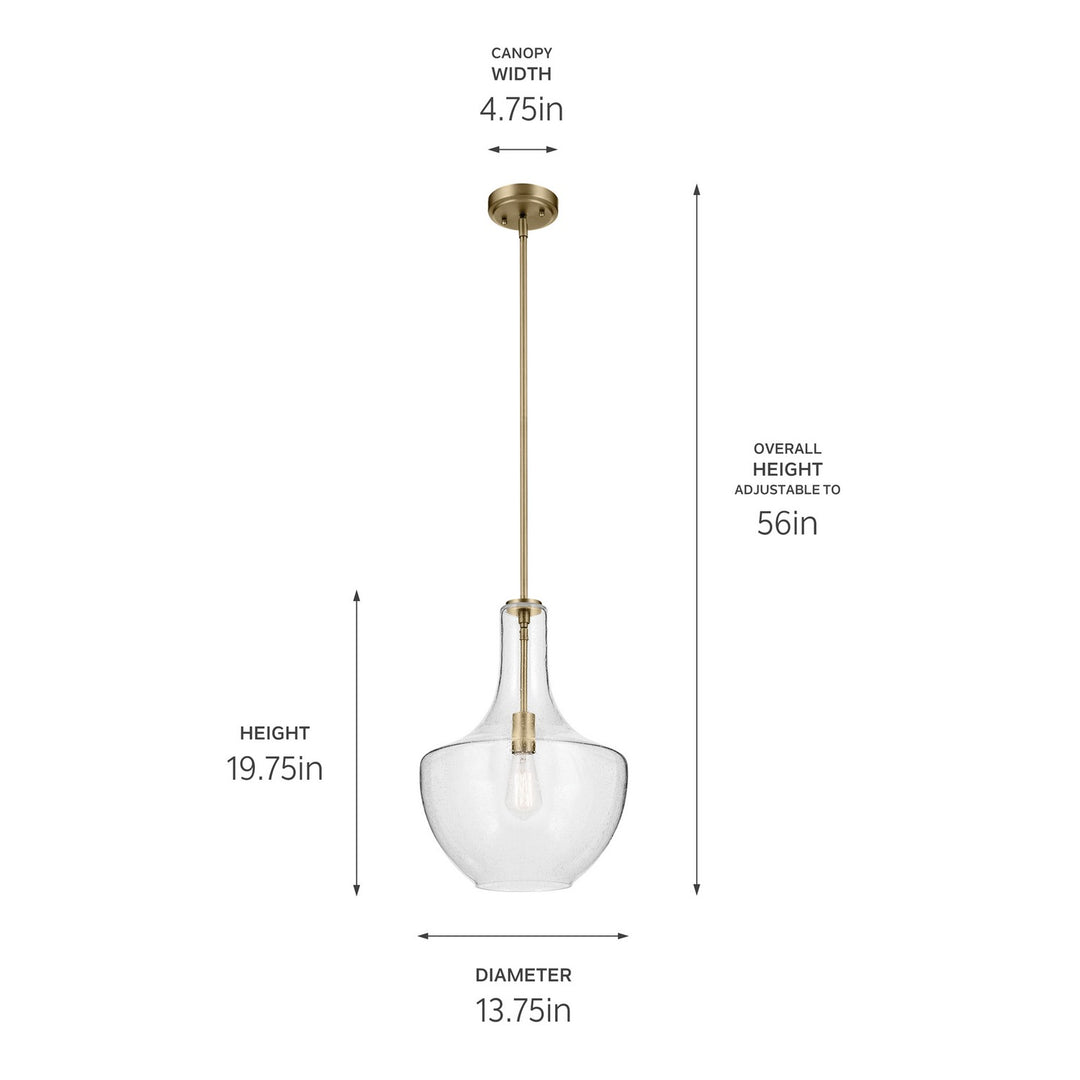 Kichler Canada - 42046NBRCS - One Light Pendant - Everly - Natural Brass