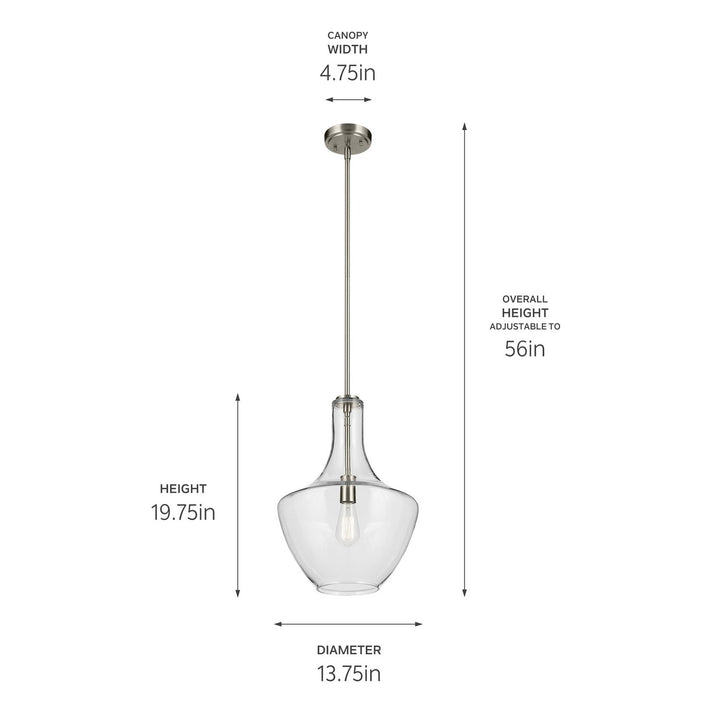 Kichler Canada - 42046NI - One Light Pendant - Everly - Brushed Nickel