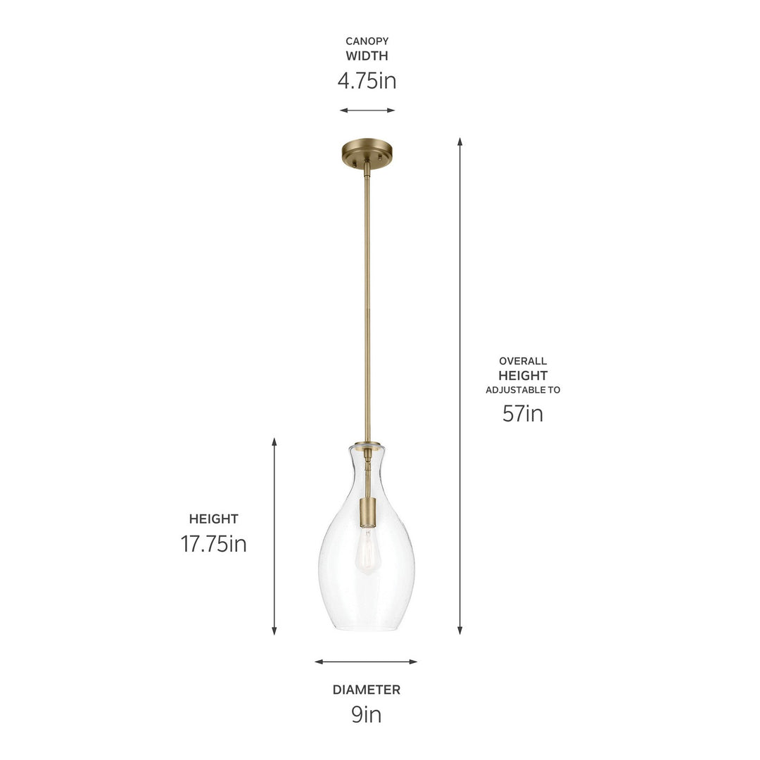 Kichler Canada - 42047NBRCS - One Light Pendant - Everly - Natural Brass