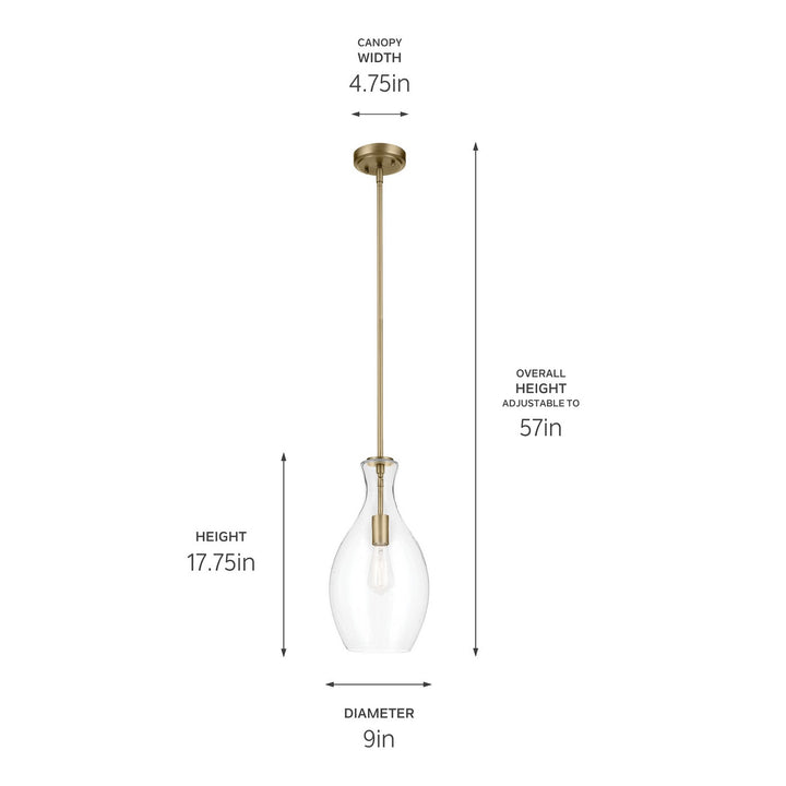 Kichler Canada - 42047NBRCS - One Light Pendant - Everly - Natural Brass
