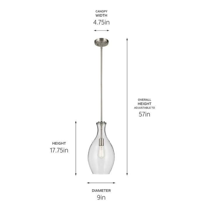 Kichler Canada - 42047NI - One Light Pendant - Everly - Brushed Nickel