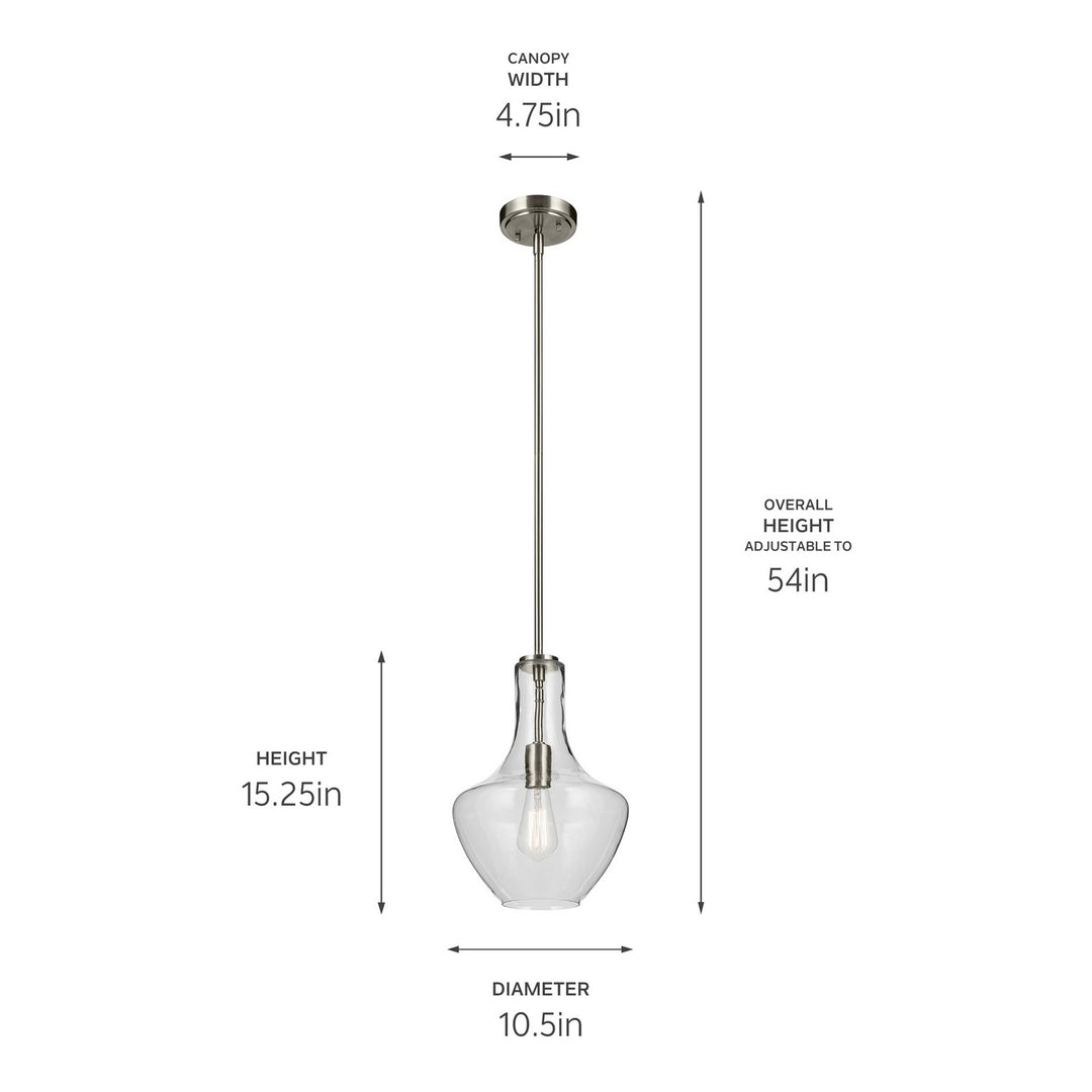Kichler Canada - 42141NI - One Light Pendant - Everly - Brushed Nickel
