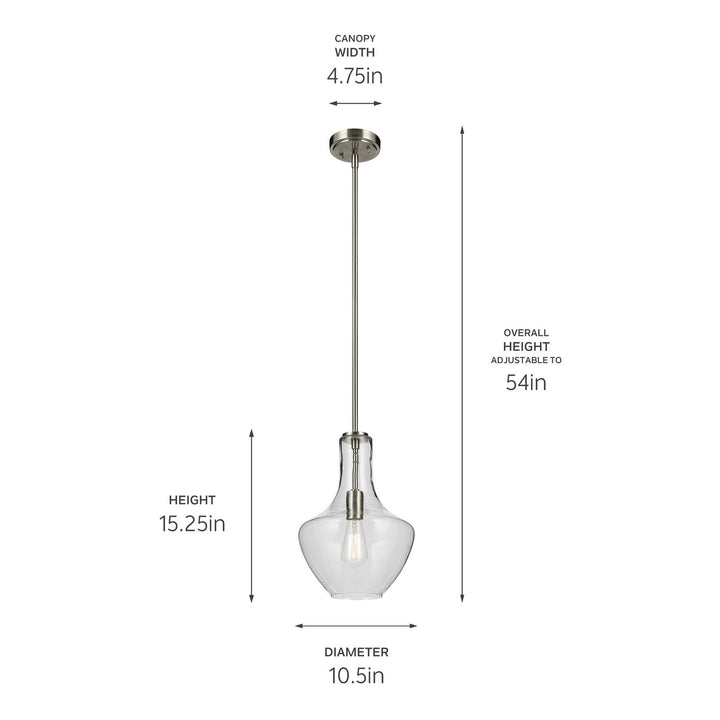 Kichler Canada - 42141NI - One Light Pendant - Everly - Brushed Nickel