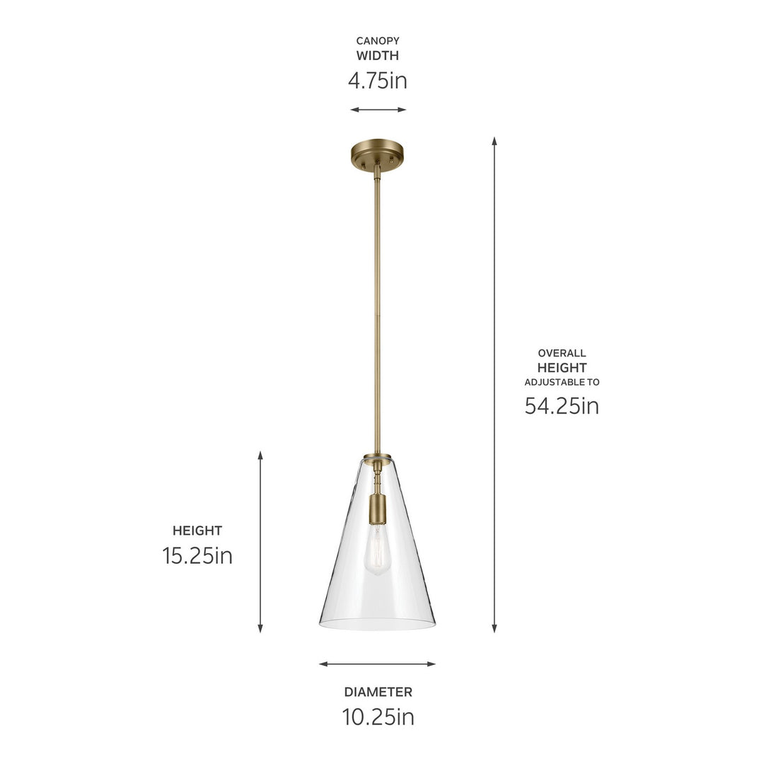 Kichler Canada - 42199NBR - One Light Pendant - Everly - Natural Brass
