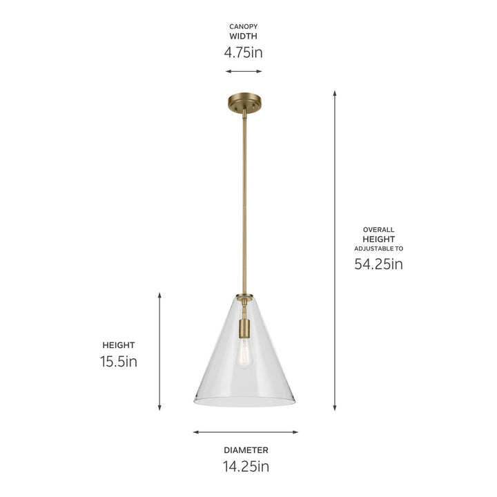 Kichler Canada - 42200NBR - One Light Pendant - Everly - Natural Brass