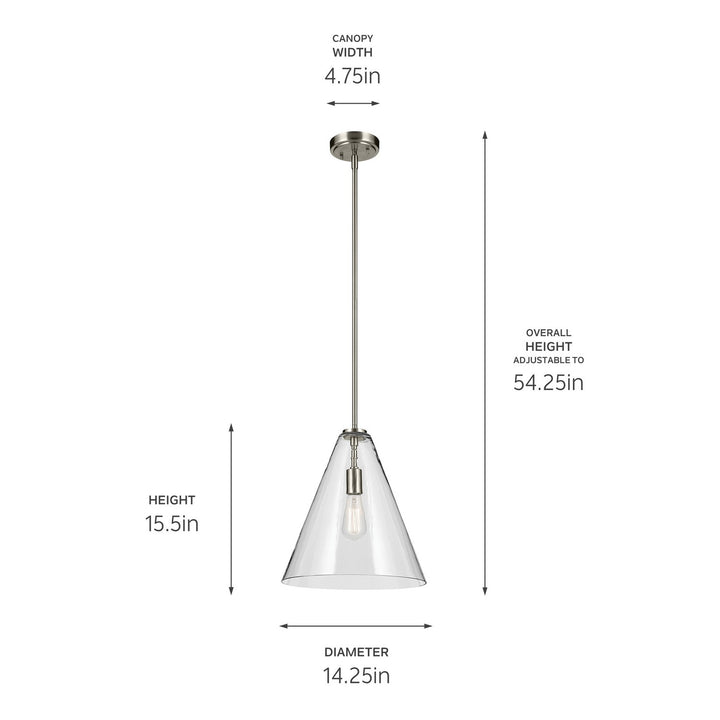 Kichler Canada - 42200NI - One Light Pendant - Everly - Brushed Nickel