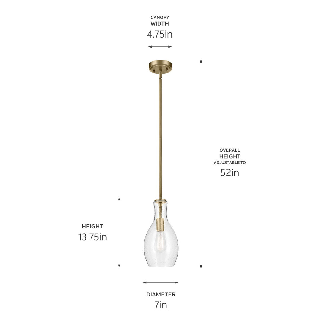 Kichler Canada - 42456NBRCS - One Light Pendant - Everly - Natural Brass