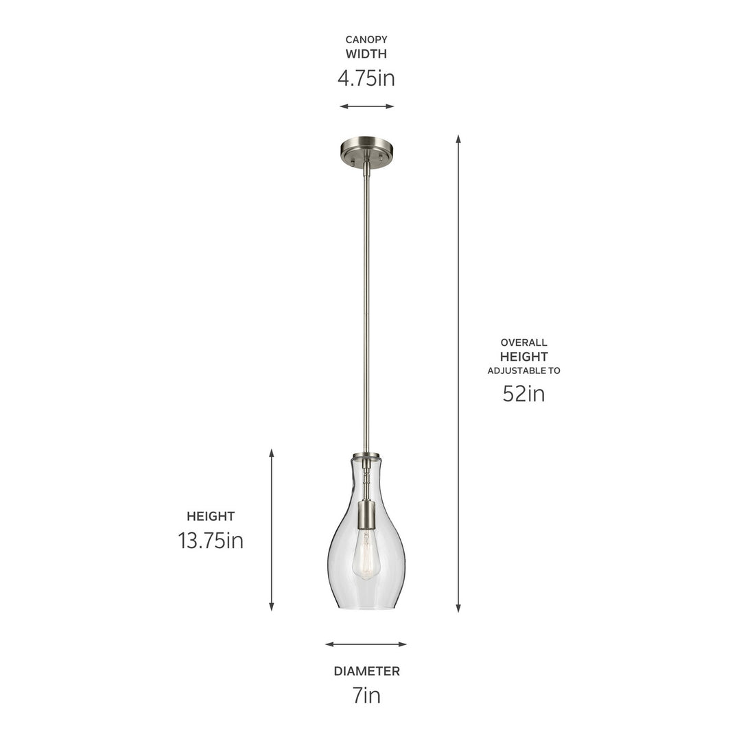 Kichler Canada - 42456NI - One Light Pendant - Everly - Brushed Nickel